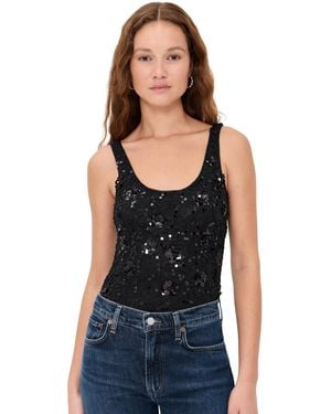 Generation Love Dina Sequin Lace Thong Bodysuit - Black