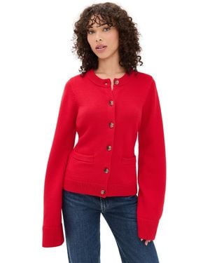 GOOD AMERICAN Button Front Knit Cardigan - Red