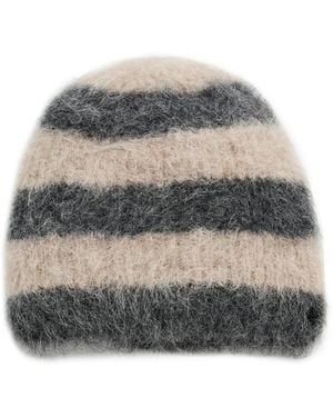 Jocelyn Alpaca Colourblock Knit Beanie - Grey