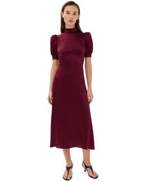 Tanner Fletcher Cordelia Mock Neck Silk Midi Dress - Purple