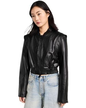 Jonathan Simkhai Doreen Luxe Vegan Leather Boxy Bomber Jacket - Black