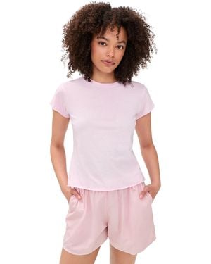 All Three Rose Raw Hem Tee - Pink