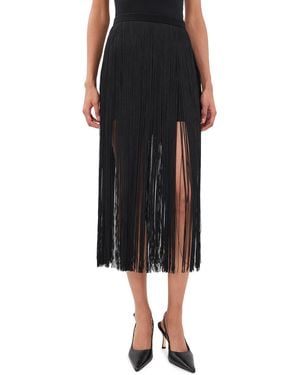 FRAME The Fringe Silk Skirt - Black