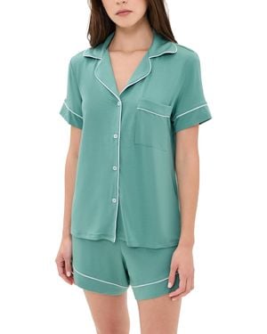 Eberjey Gisele Relaxed Shorts Pajama Set - Green
