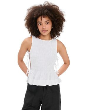 Ganni Cotton Poplin Smock Tie String Top - White