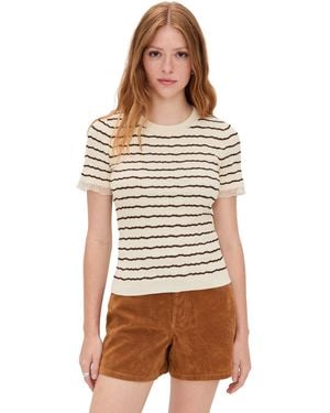 Rag & Bone Chiara Stripe Short Sleeve Shirt - White