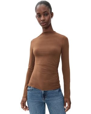 Pistola Nathalia Long Sleeve Draped Mock Neck Tee - Blue