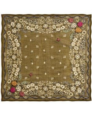 Chan Luu Embroidered Floral Bandana - Green