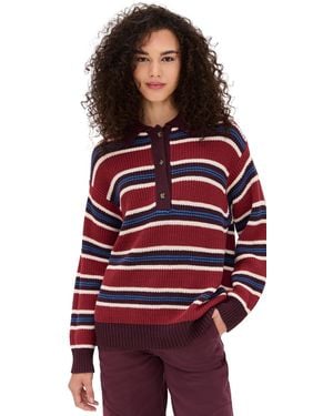 Damson Madder Ilona Striped Rugby Sweater - Red