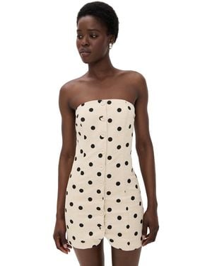 Endless Rose Polka Dot Linen Strapless Dress - Black