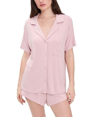 Eberjey Gisele Rib Relaxed Shorts Pajama Set - Pink