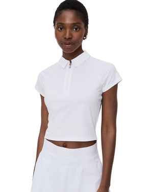 Greyson Halley Quarter Zip Cropped Polo - White