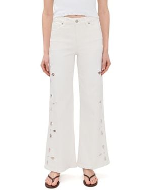GOOD AMERICAN Good Waist Palazzo Embroidered Jeans - White