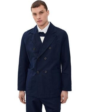 Universal Works Manor Double Breasted Linen Jacket - Blue