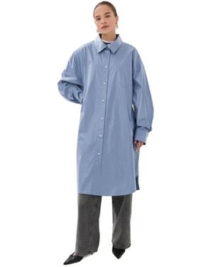 frenken Rain Waterproof Stripe Big Overcoat - Blue