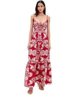 Alice + Olivia Minka Tie Front Maxi Dress With Tassels - Red