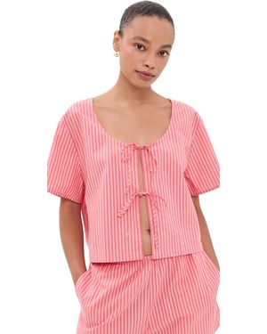 Lunya Airy Cotton Tie Front Top - Pink