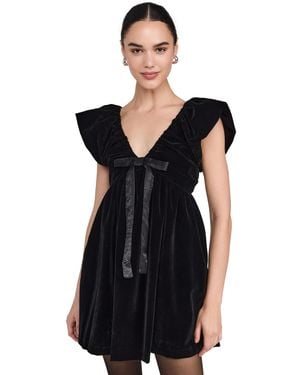 Endless Rose Velvet Satin Bow Mini Dress - Black