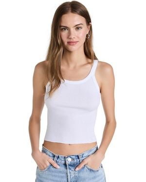 RE/DONE Cropped Ribbed Tank - White