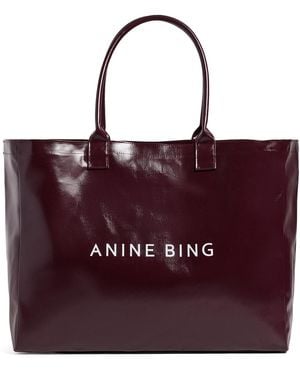 Anine Bing Leo Coated Canvas Tote Bag - Red