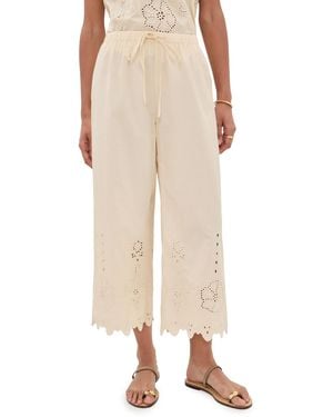 Apiece Apart Embroidered Kari Pull On Pants - Natural