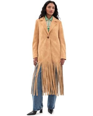 Simon Miller Vero Vegan Leather Fringe Coat - Blue