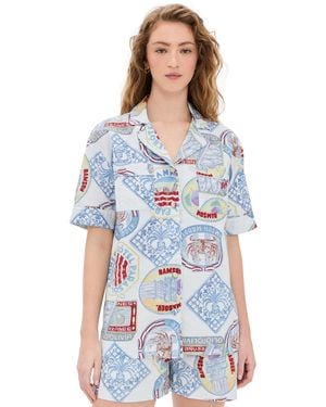 Damson Madder Chlo Holiday Print Shirt - Blue