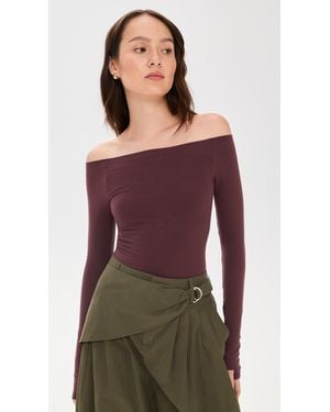 Commando Ballet Off Shoulder Bodysuit With Thumbholes - Red