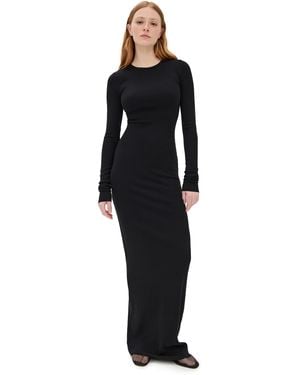ÉTERNE Long Sleeve Crewneck Maxi Dress - Black