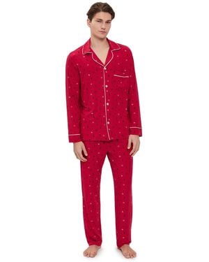 Eberjey William Printed Long Pj Set - Red