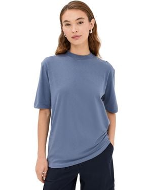 Tibi Mock Neck Tee - Blue