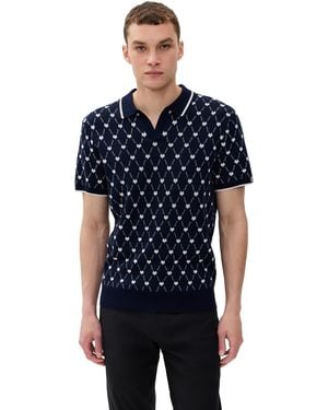 Greyson Wolf Chain Johnny Collar Sweater Polo - Black