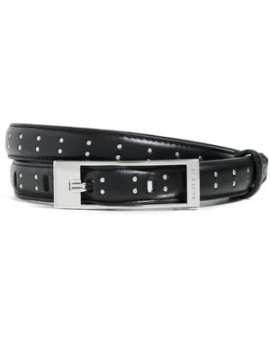 Anine Bing Elly Smooth Leather Studded Belt - Black
