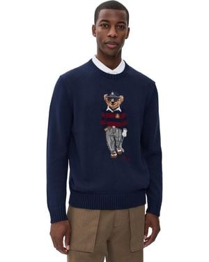 Ralph Lauren Merino Coolmax Novelty Bear Sweater - Blue