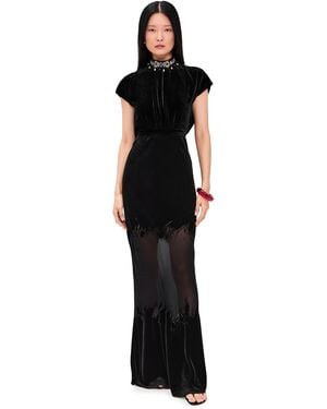 Saloni Fabienne Long Dress - Black