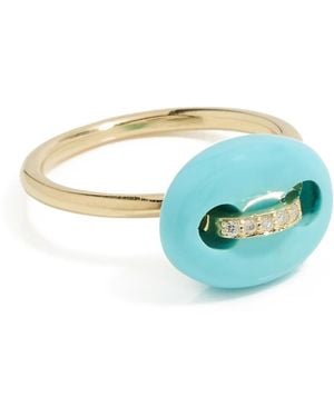 Jenna Blake 18K Mini Stone Mariner Ring - Blue