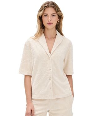 Faherty Cabana Towel Terry Camp Shirt - Natural