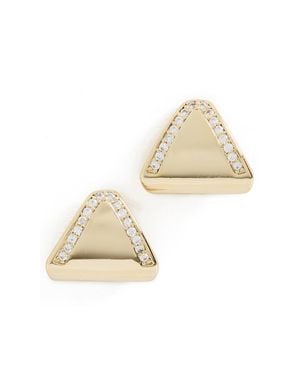 Luv Aj Pave Shield Studs - White