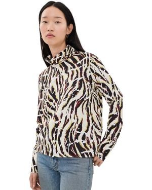 Proenza Schouler Printed Soft Twill Ansel Top - Black