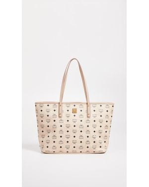 MCM Anya Top Zip Shopper Medium Beige - Natural