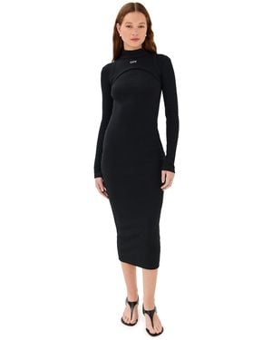 Off-White c/o Virgil Abloh Off Stamp Rib Round Long Dress - Black