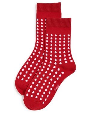 Stems Dots Crew Socks - Red