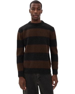 Far Afield Combine Striped Knit Sweater - Black