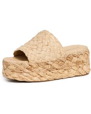 Loeffler Randall Aaron Platform Raffia Mules - White