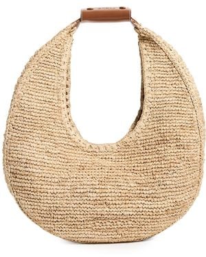 STAUD Large Raffia Moon Tote Bag - Natural