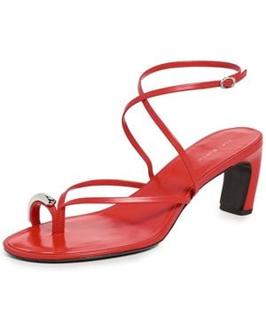 Tory Burch Pierced Multi-Strap Heeled Sandal - Red