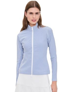 Ralph Lauren Seersucker Mock Neck Zip Jacket - Blue