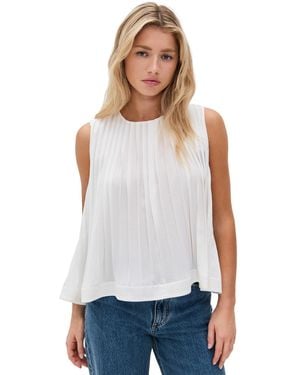Vince Pleated A-Line Crew Neck Top - White