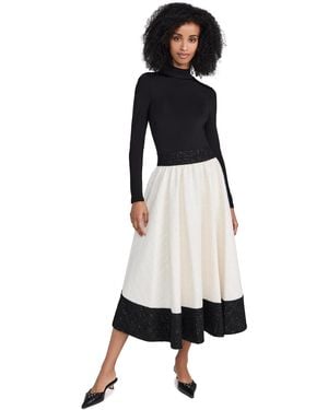 Alice + Olivia Alice + Olivia Chara Turtleneck Long Sleeve Full Flare Midi Dress - Black