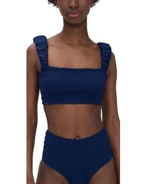 Sea Shyla Solid Smocked Bikini Top - Blue
